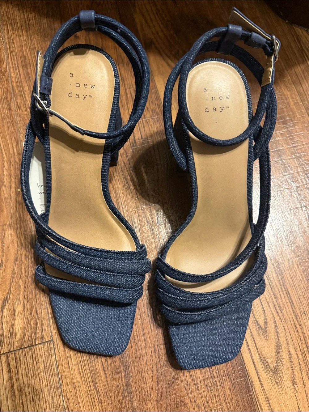 a new day Dark Blue Denim Block Heel Sandals